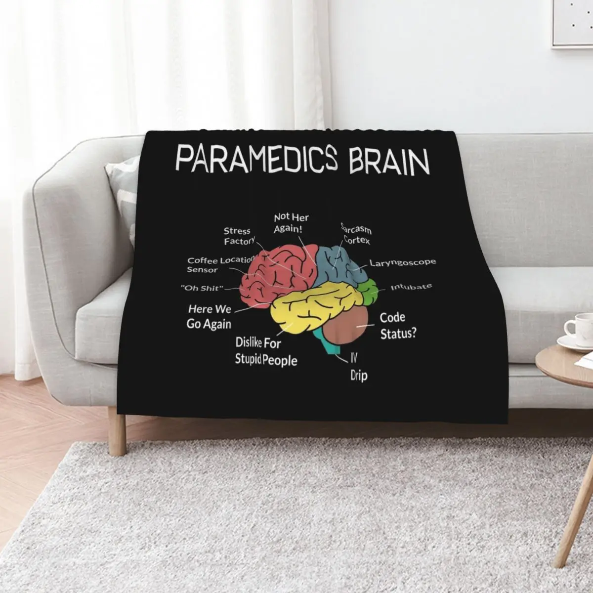 Paramedics Brain Funny EMS EMT Paramedic Thin White Line Throw Blanket Large Designers Weighted Shaggy Sofa Quilt Blankets