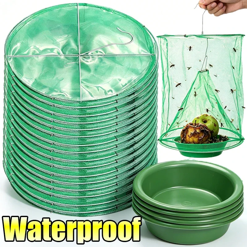 6/1PCS Waterproof Hanging Fly Killer Mesh Cage Reusable Flies Catcher Bag Fly Repellent Outdoor Fly Traps for Horses Stable