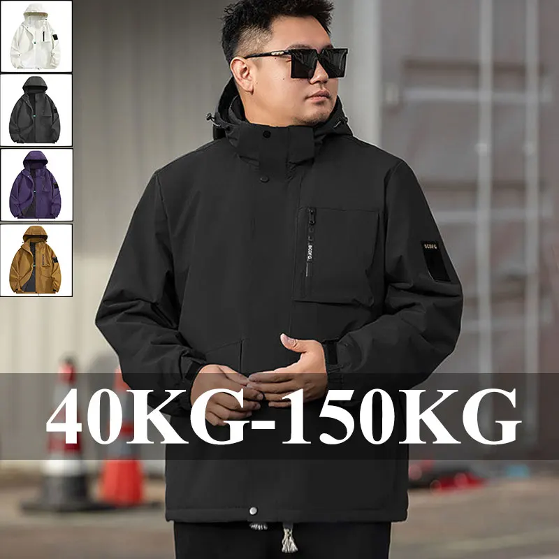 

Outdoor Thickened Jacket Men's Plus Size Autumn Winter Sporty Windproof Hooded Coat Loose Couple Fashionable Outerwear Clothing