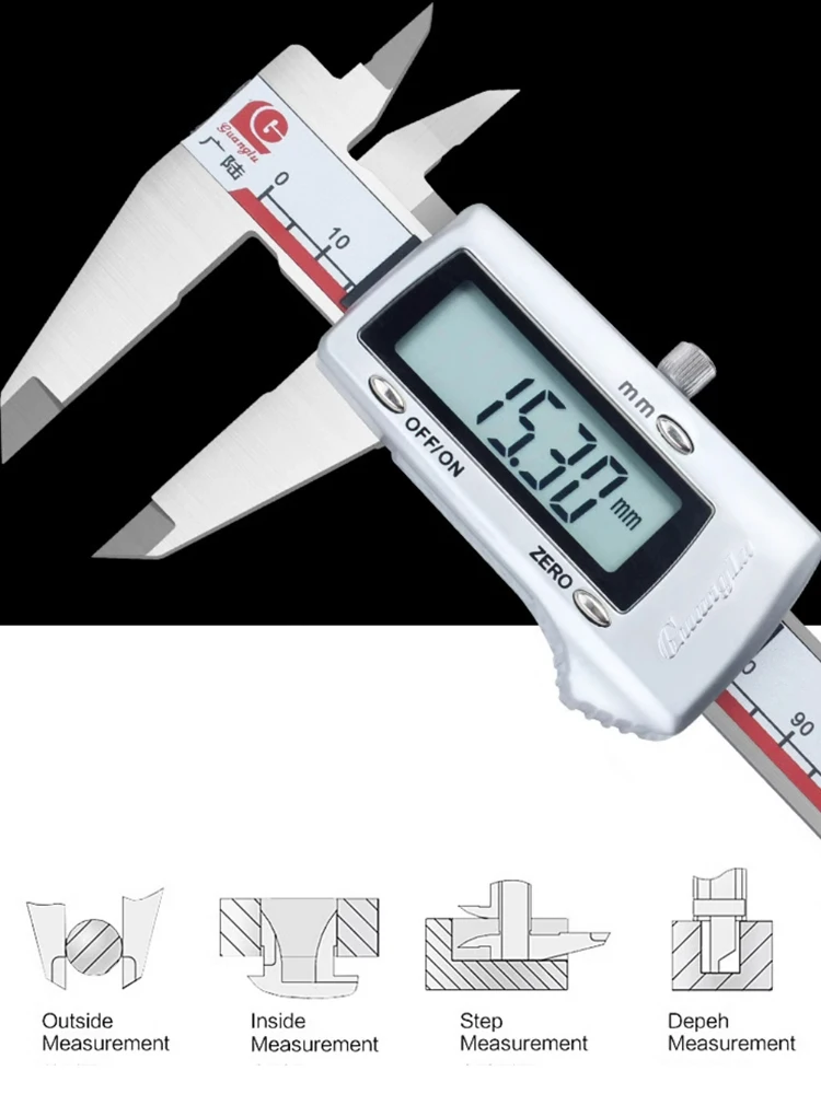 Guanglu Brand Hardened Stainless Steel 0-150/200/300mm Digital Caliper Messschieber Caliper Electronic Vernier Micrometro