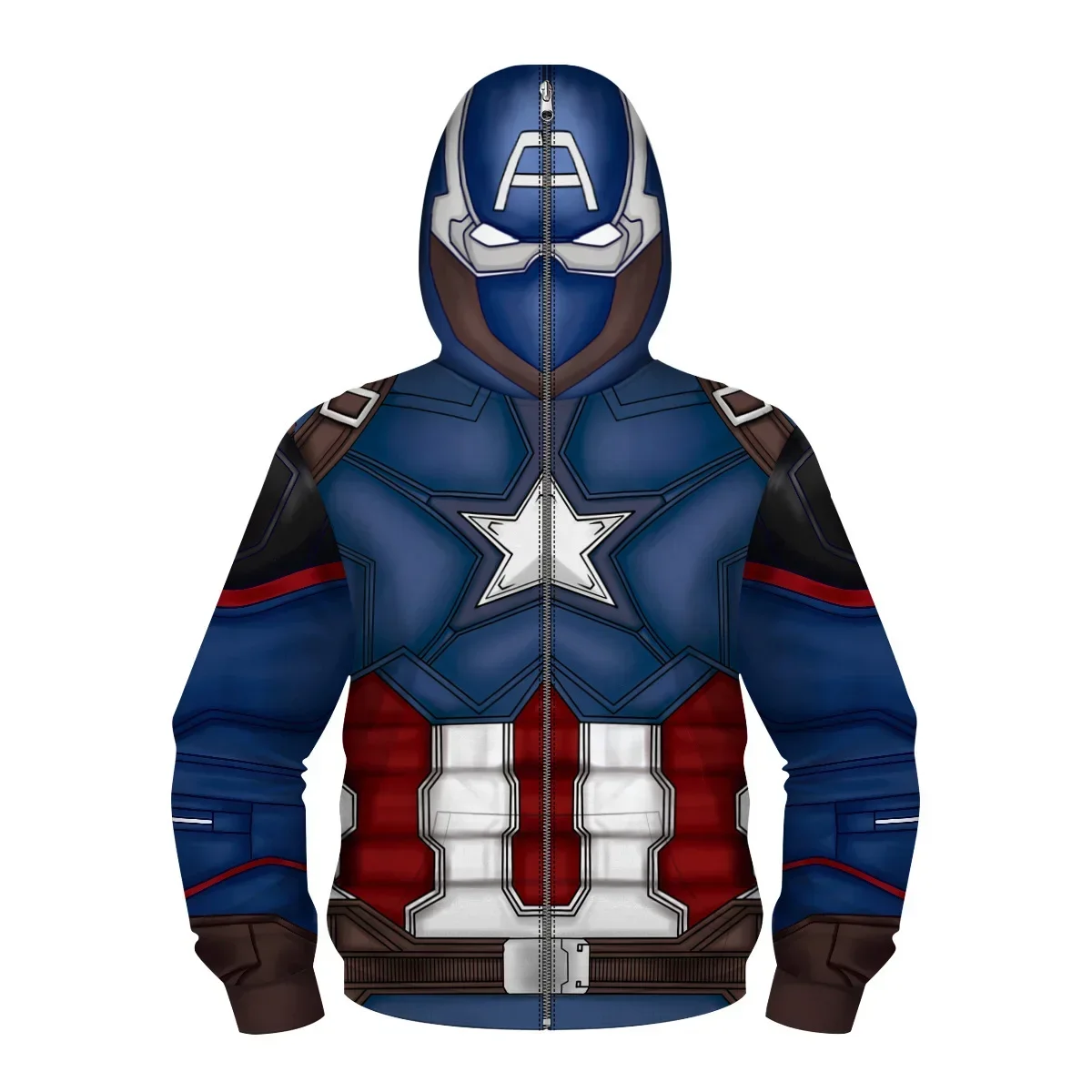 Kids Avengers Superhero Spiderman Hoodie Miles Morales 3D Zipper Sweatshirt Iron Man Jacket Boys Girls Anime Cosplay Costume