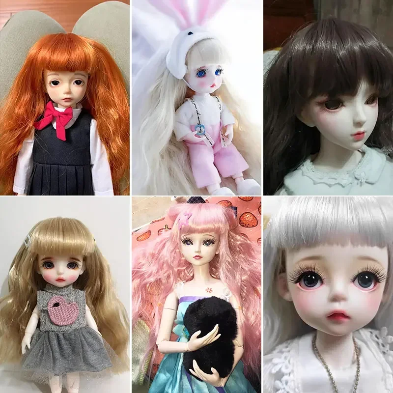 1/3 1/4 1/6 1/8 1/12 BJD doll hair OB11 clay doll with high temperature fiberbangs roll long doll wig 25 color