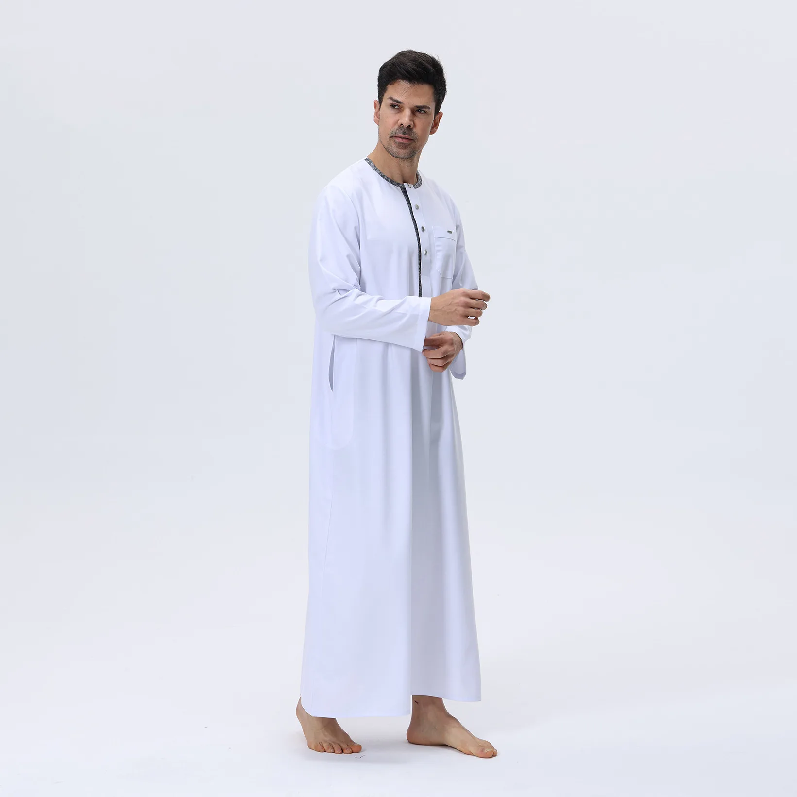 

Saudi Men Long Robe Jubba Thobe Muslim Dress Abaya Dubai Turkey Caftan Arabic Daffah Dishdasha Traditional Thoub Islam Clothing