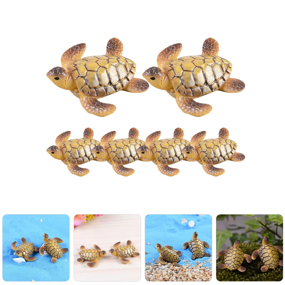 6 Pcs Resin Sea Turtle Aquarium Moss Micro Landscape Ornament Ornaments Miniature Figurine