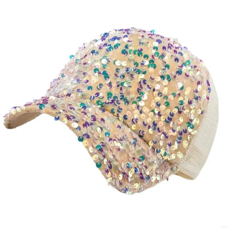 

Eye-Catching Sequins Trucker Hat for Girls Women Adjustable Casual Hat for Outdoor Sequined Stylish Headwear 6XDA