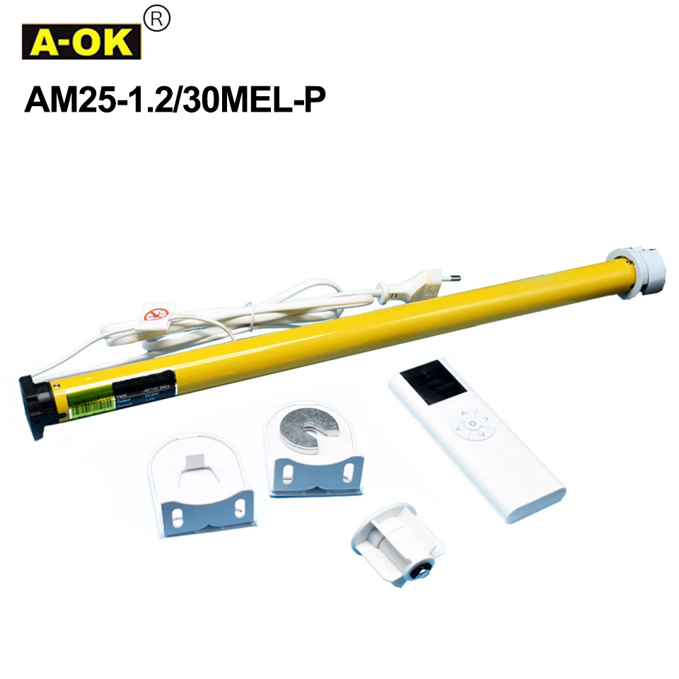 A-OK AM25 1.2/30 Rolling Tubular Motor,RF433 remote controller curtain Motor,for Rolling/Roman Curtain/Sun Blinds/38mm Tube