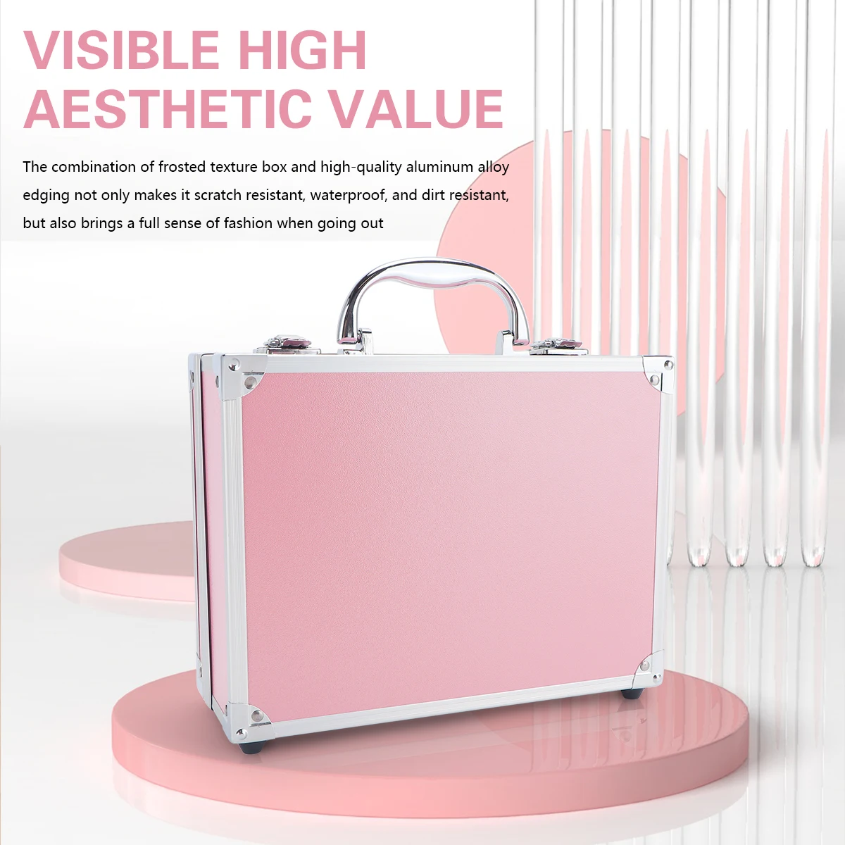 Pink Metal Barber Tool Case, Stylish Storage Solution