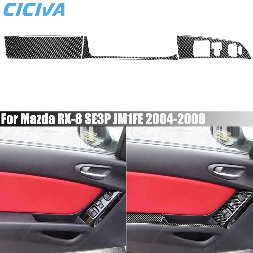 

Carbon Fiber Car Accessories Driver Window Lifting Interior Cover Modified Trim Sticker For Mazda RX-8 SE3P JM1FE 2004-2008