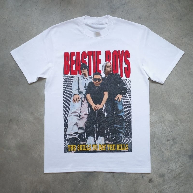

Bisti Boys Check Your Head Vintage T-shirt Men's American Hip Hop Rock Street Short Sleeve Women's Fashion Retro Cotton Top