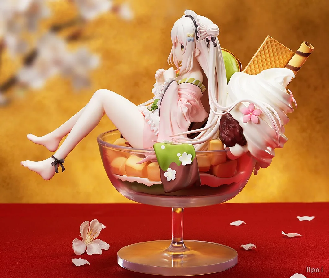 Anime White Jade Figure Ice Cream Wine Glass Shape Kimono Ver Model Toy Gift Collection Action Figure PVC Desktop Case Ornament