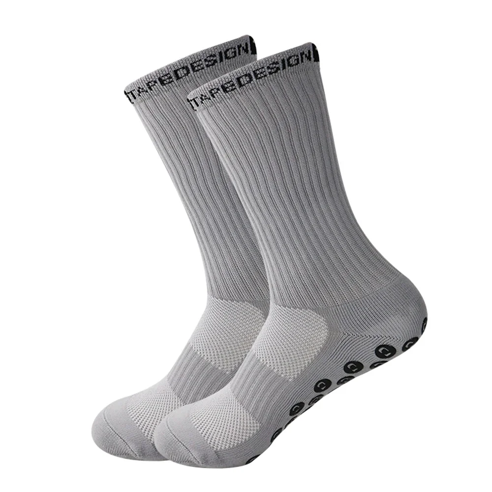 1 Pair Men\'s Non Slip Soccer Socks Breathable Knee Length Towel Bottom Cycling Hiking Soccer Socks