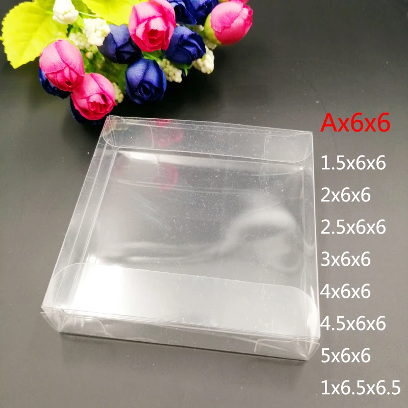 Transparent PVC Plastic Packaging Box, Small Gift Boxes, Jewelry Storage Boxes, Wedding, Christmas, 50Pcs, Ax6 x 6cm