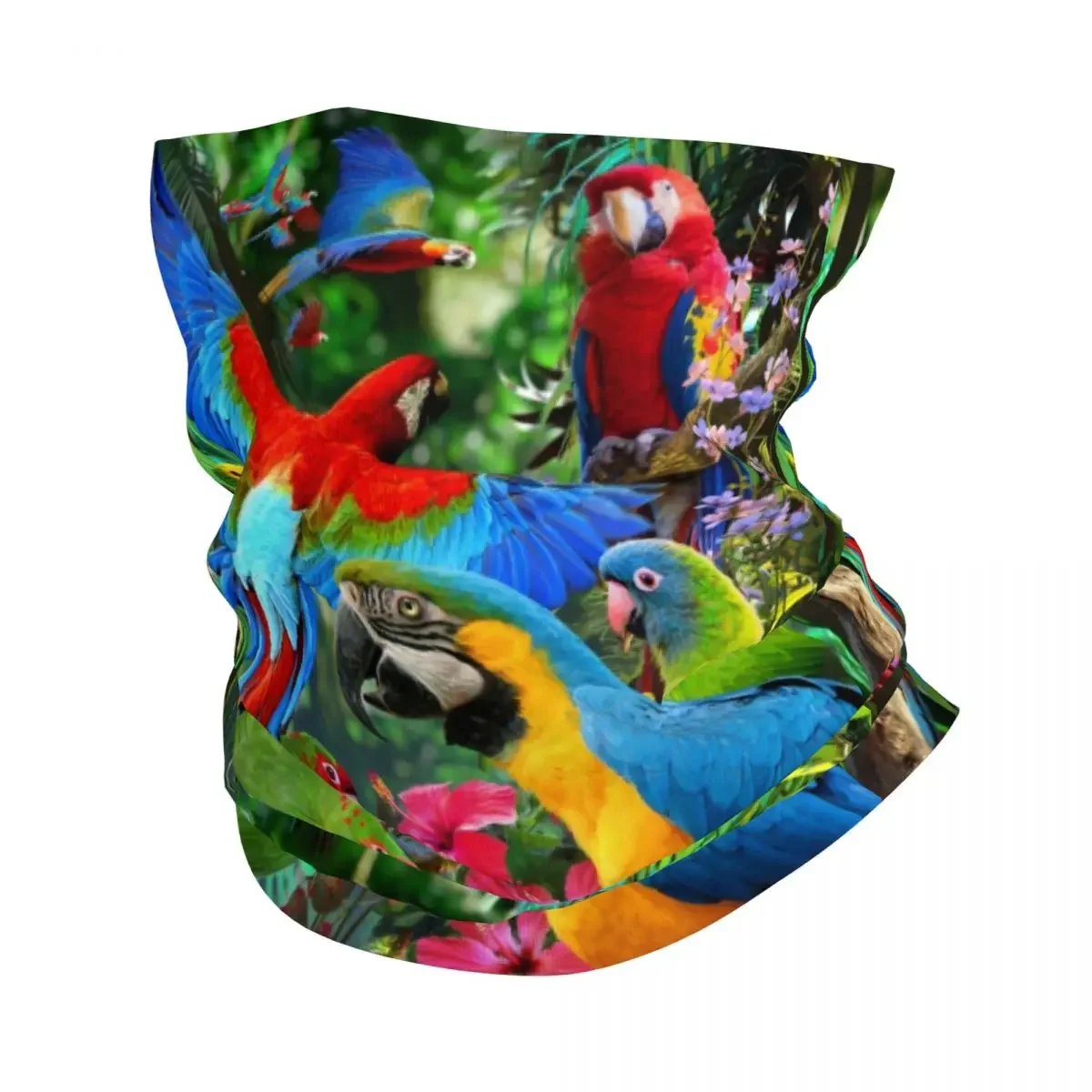 Cute Tropical Parrots Birds Winter Headband Neck Warmer Men Ski Running Tube Scarf Cockatiel Macaw Parrotlet Face Bandana Gaiter