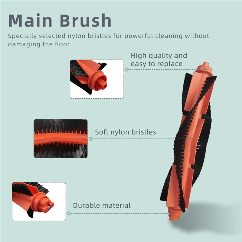 

A43F-For Xiaomi M30 Pro / C107 Robot Vacuum Main Brush HEPA Filter Mop Pad Dust Bag Replacement Spare Parts Accessories
