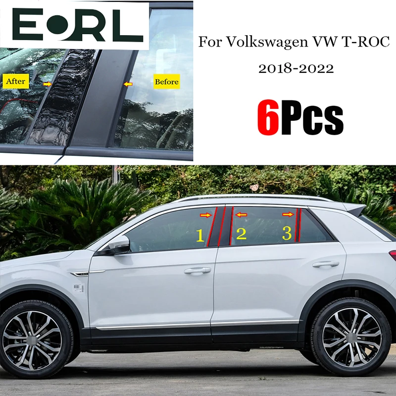 

For Volkswagen VW T-ROC T ROC 2018 2019 2020 Car B C Pillar Middle Central Column PC Window Trim Decoration Protection Stickers