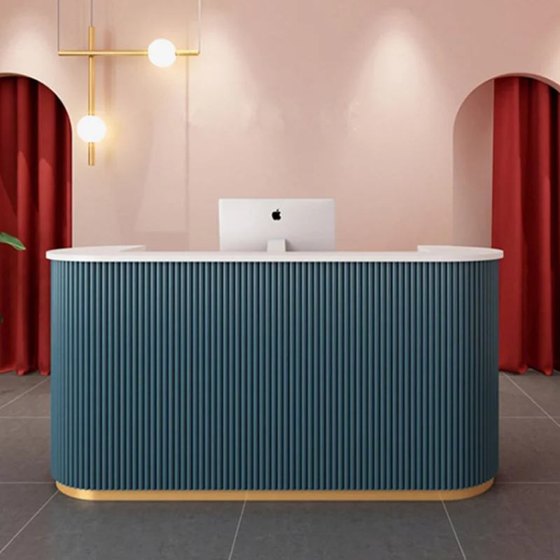 custom.Customizable Modern Luxury MDF Reception Desk Wood Office Furniture Front Counter Spa Nail Salon Office Bui