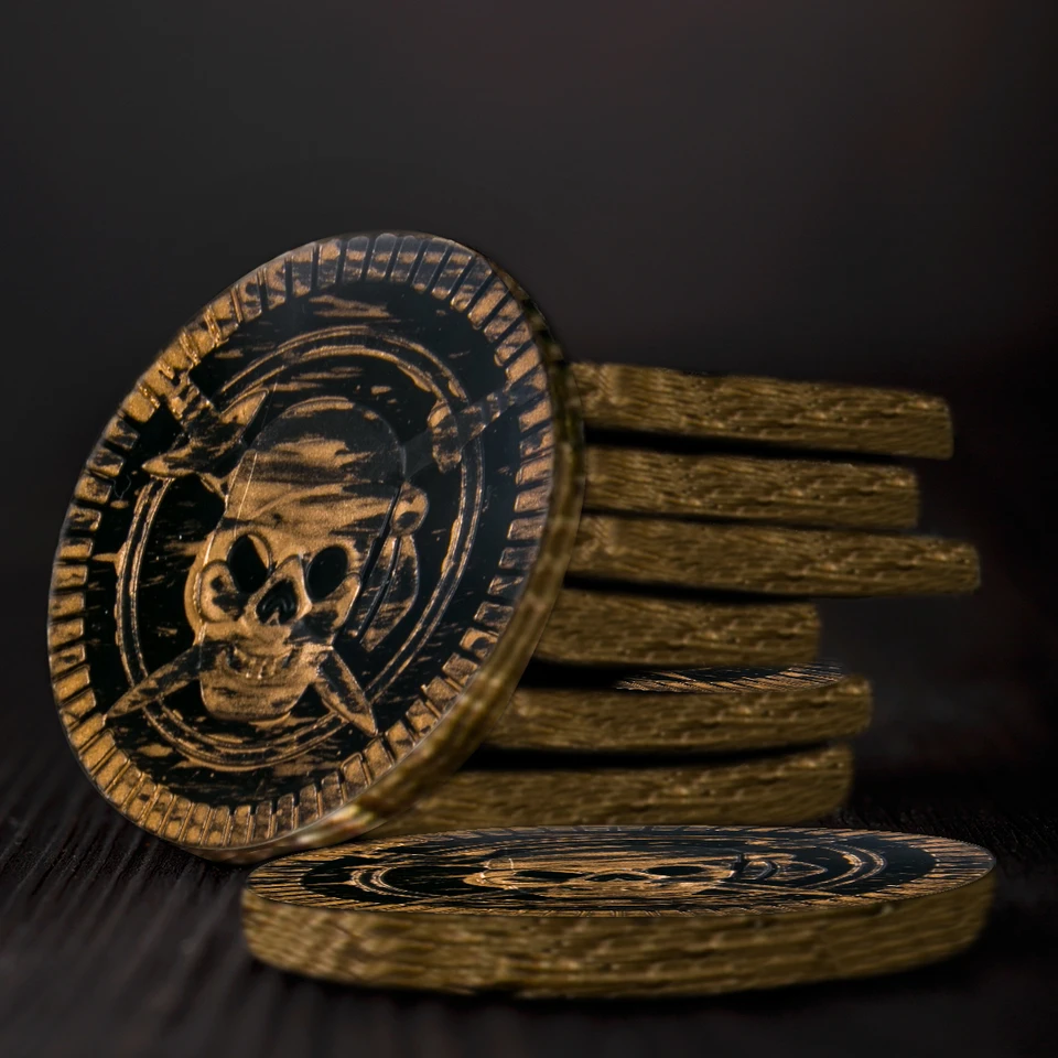 50 Piraten-Schatzmünzen Aus Kunststoff – Goldmünzen Mit Totenkopf-Motiv Für Partys, Schatzsuchen & Pinata-Füller