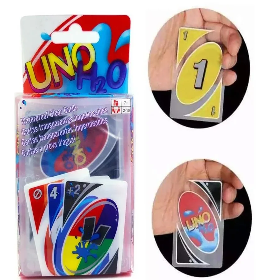 Board Games UNO H2O Card Game WaterProof Pressure Proof PVC Plastic Transparent Kids Toys Playing Cards Halloween Birthday Gifts