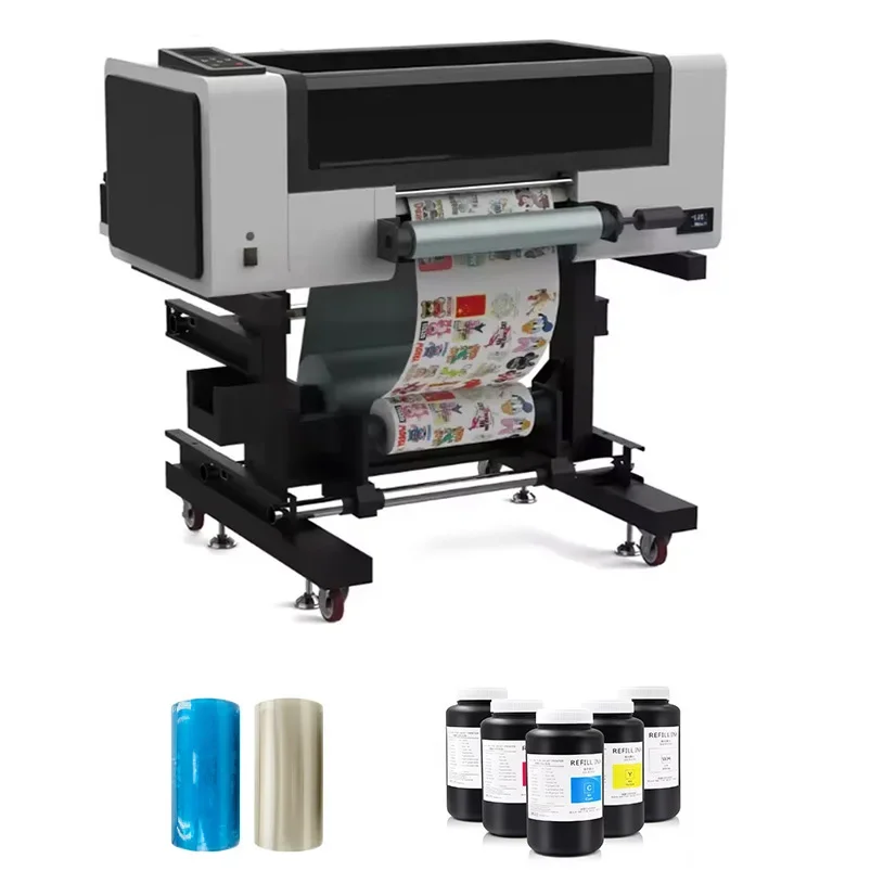 XP600 3 Heads Impresora Ploter Holographic UV DTF Transfer Printing Machine Crystal Sticker  Roll