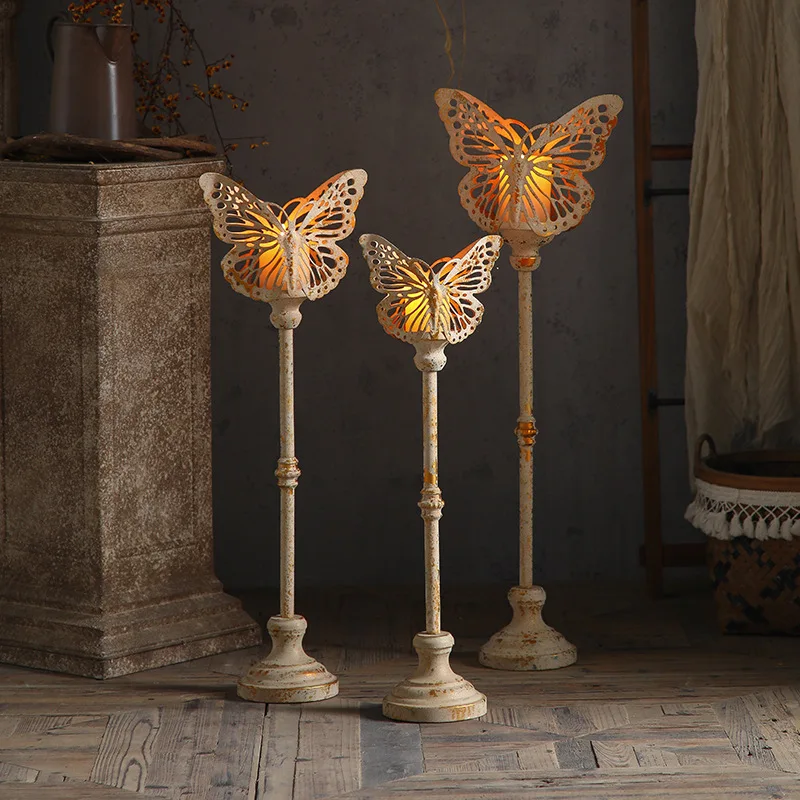 Medieval butterfly shape candle holder ornaments B&B hotel decoration props restaurant atmosphere craft candleholders