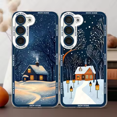 Rural snow scenery Phone Case For Samsung Galaxy S25 S24 S20 S21 S22 S23 S24 FE Plus Ultra A54 A53 A52 A35 5G TPU Cover