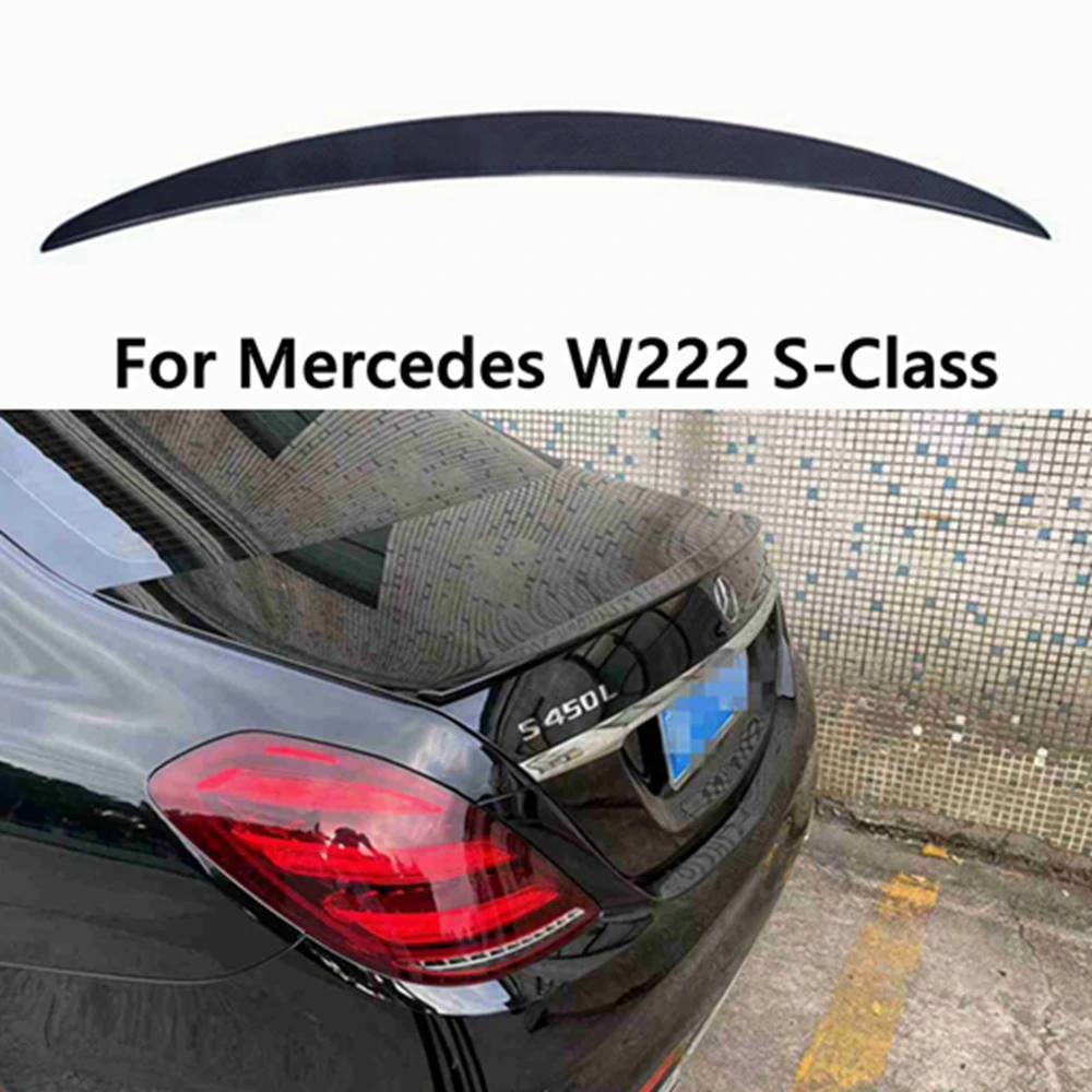 

Для Mercedes W222 S-Class S63 S300 S350 S400 S500 S550 4 дверного седана 2014 больше углеродного волокна спойлер заднего багажника, крыла AMG Style