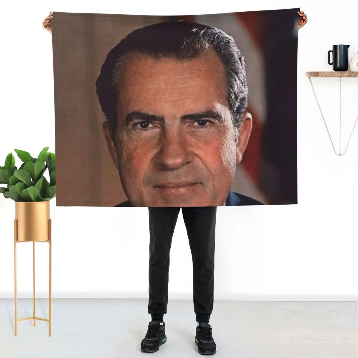 Richard Nixon Portrait Throw Blanket Warm Flannel Blanket for Couch Chair Bedroom