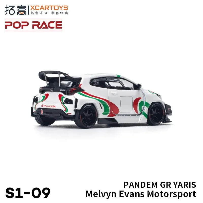 Xcartoys PopRace 1/64 Model Car Pandem GR Yaris Melvyn Evans Motorsport Diecast Toys Premium Vehicle Collection Gifts for Adults