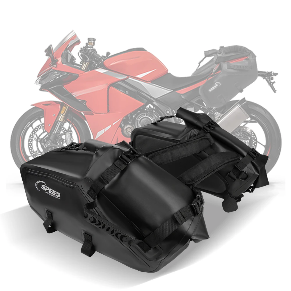 2 Bolsas Laterales para Motocicleta, 48L, Impermeables, Universales, para Almacenamiento de Equipaje y Viajes