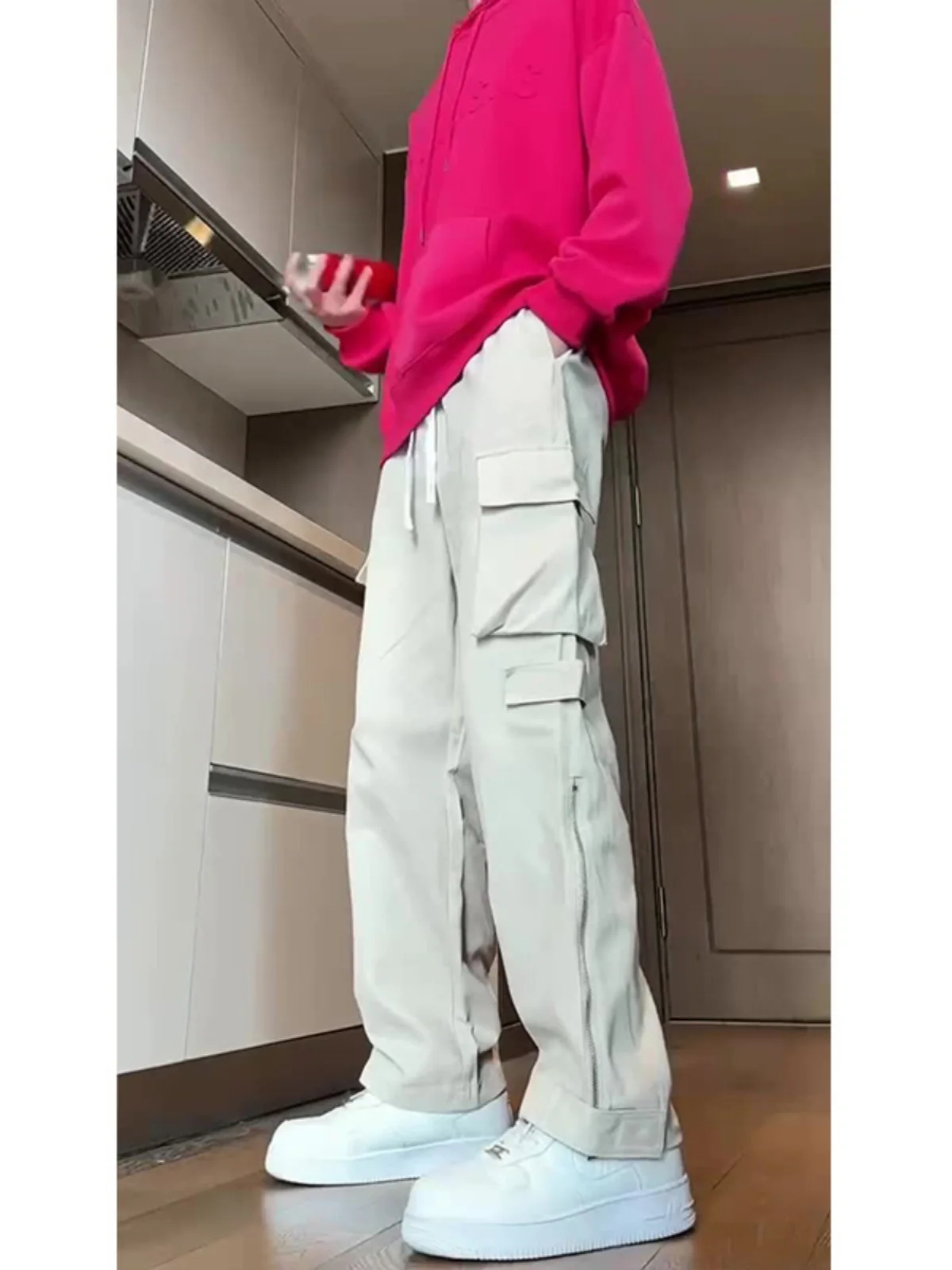 

Trendy American High Street Men's Workwear Pants Autumn Outdoor Functional Paratrooper Straight Leg Casual Trousers