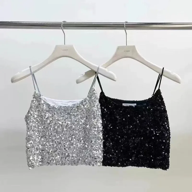 Girls' Summer Korean Version Sequined Camisole Vest 2026 New Versatile Trendy Children's T-shirt
