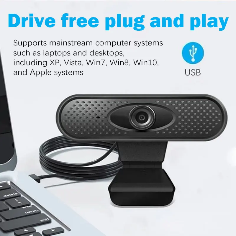 1080P HD USB Webcam Mini Webcam for Laptop Computer Web Camera with Microphone for Video Living/ Video Call/ Conference