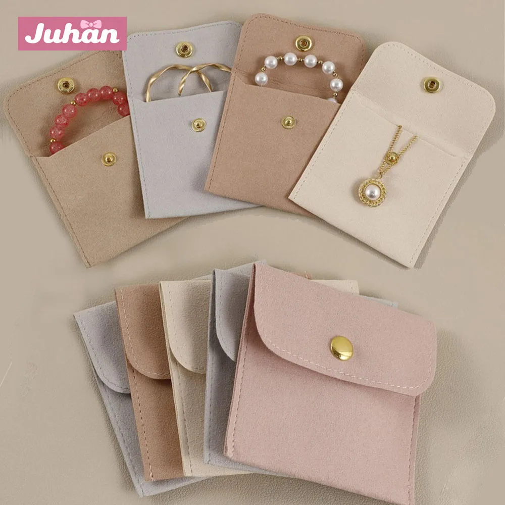Velvet Gift Jewelry Bag Snap Button Packaging Pouch Necklace Earrings Ring Storage Pouch Small Wedding Favor Bags