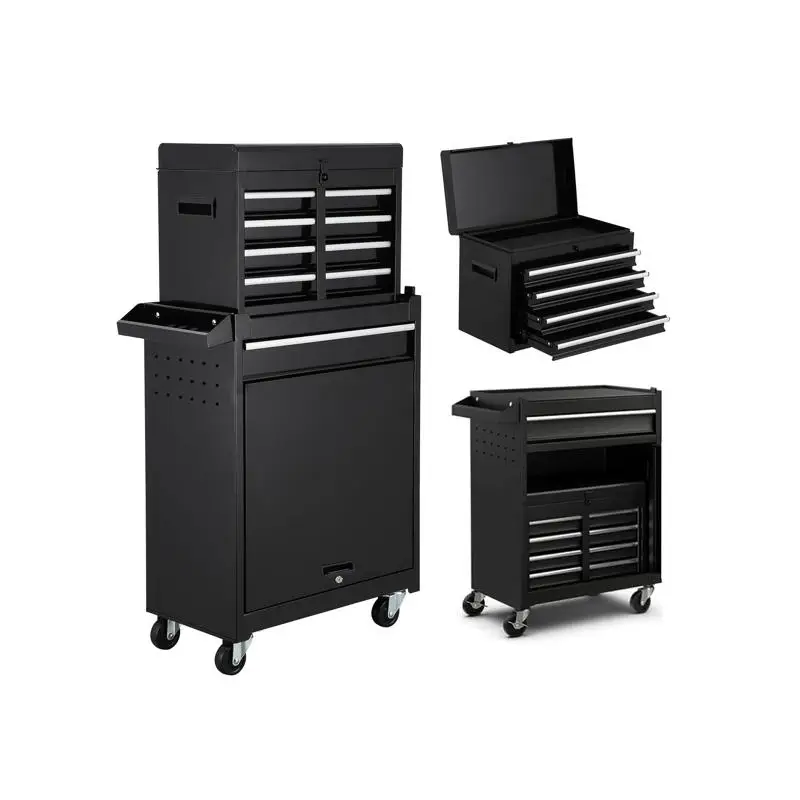 

5-Drawer Rolling Tool Storage Cabinet with Detachable Top Tool Box, Metal Tool Cart for Garage Workshop, Black Finish