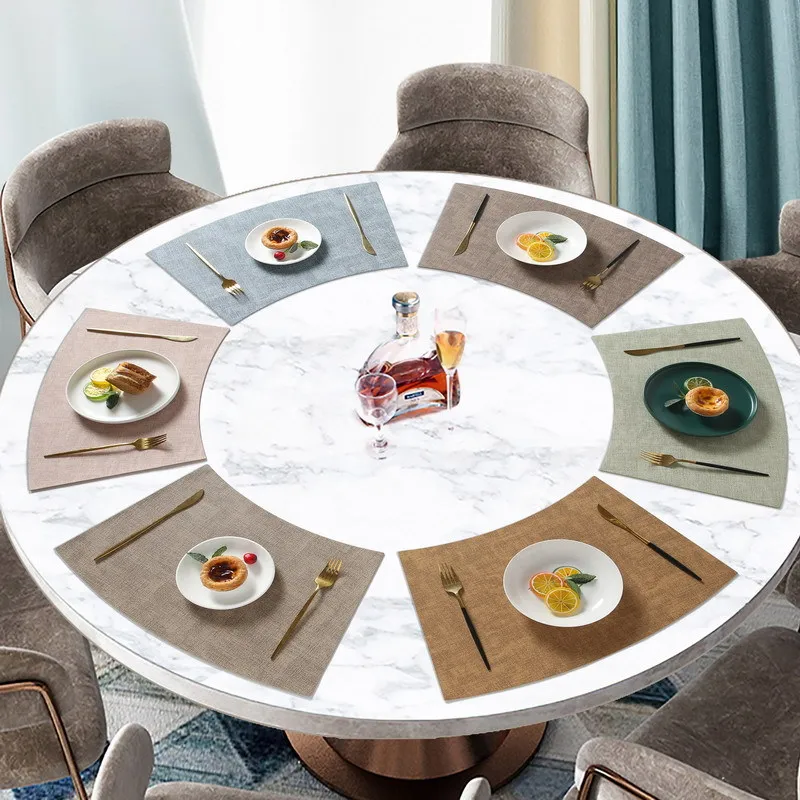 

Modern Chinese Fan-Shaped PVC Leather Placemats Oil-Proof Heat-Resistant Table Mats for Round Dining Tables and Hotels