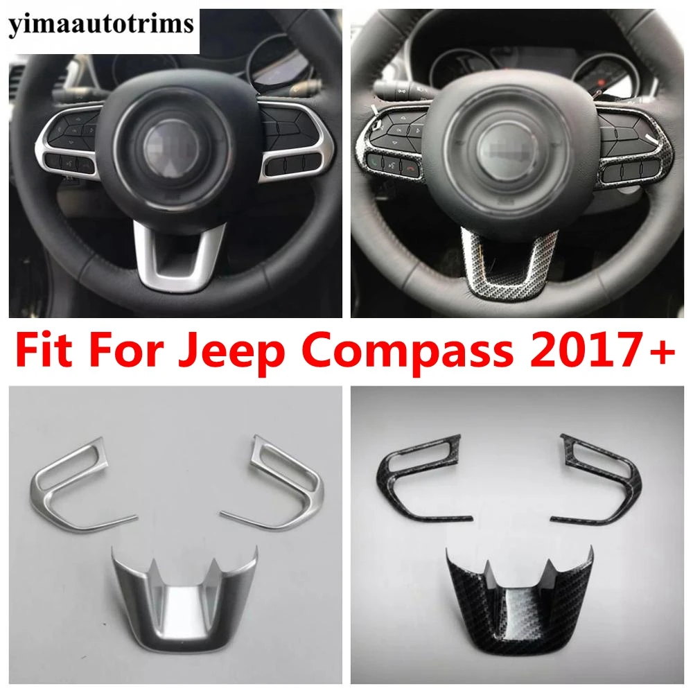 

Car Steering Wheel Frame Decoration Cover Trim For Jeep Compass 2017 - 2021 ABS Carbon Fiber / Matte Style Accessories Interior