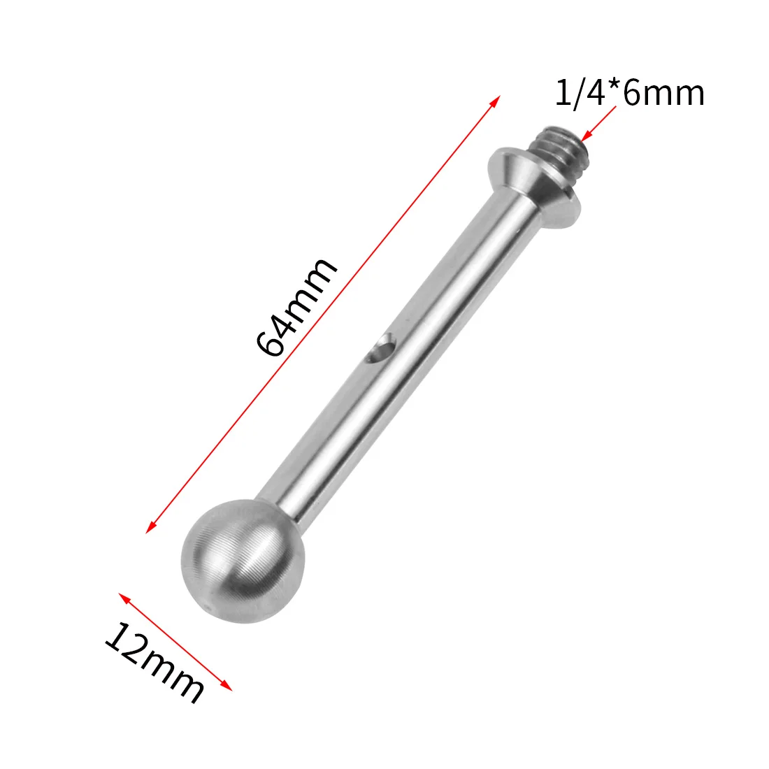Edelstahl 12mm Doppelkopf Kugel bolzen 1/4 "Gewinde für Monitor klemme Hotshoe Kamera halterung Magic Arm Verlängerung stange – Detail 2