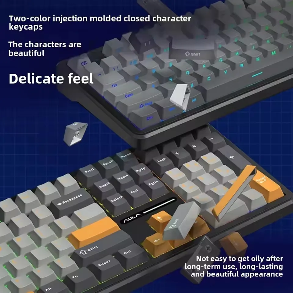 AULA F108Pro Mechanical Keyboard PBT Keycaps Tri Mode Multi-Knob Screen RGB Esport Gaming Wireless Keyboard W/ TFT Smart Display