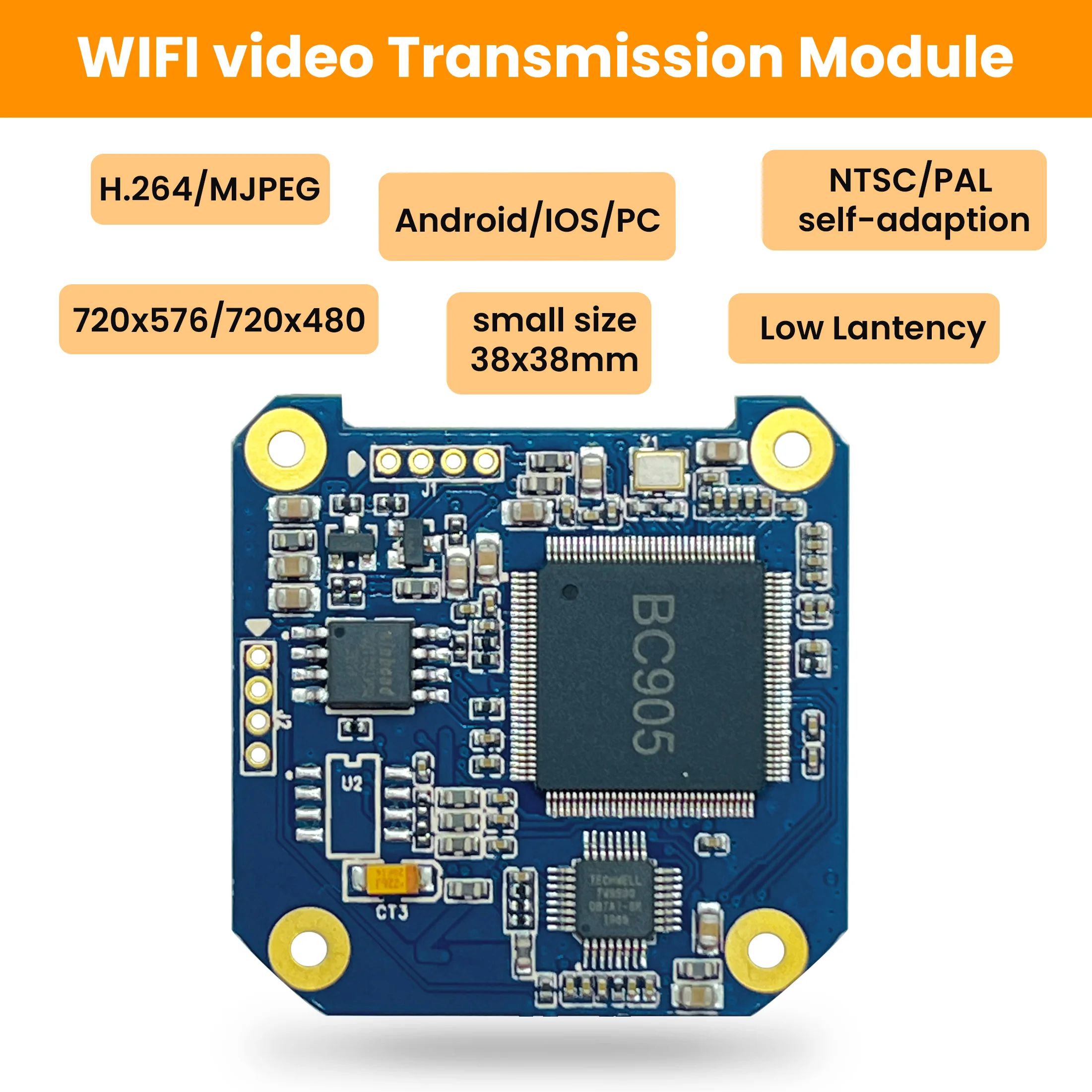 LC329 WiFi Wireless Video Transmission Module for Infrared Camera H264/MJPEG AV Transmitter,GPIO,NTSC/PAL,for Andriod/IOS/PC