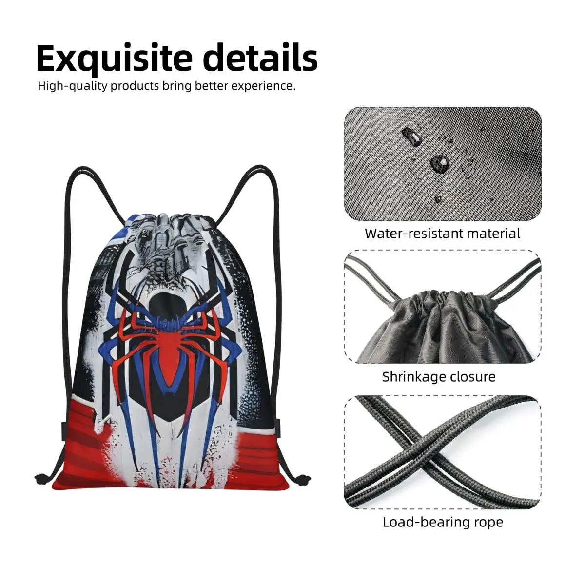 Custom Spider Man กระเป๋าสตางค์ผู้หญิงผู้ชายพับกีฬา Sackpack การ์ตูนการฝึกอบรมกระเป๋าเป้สะพายหลัง