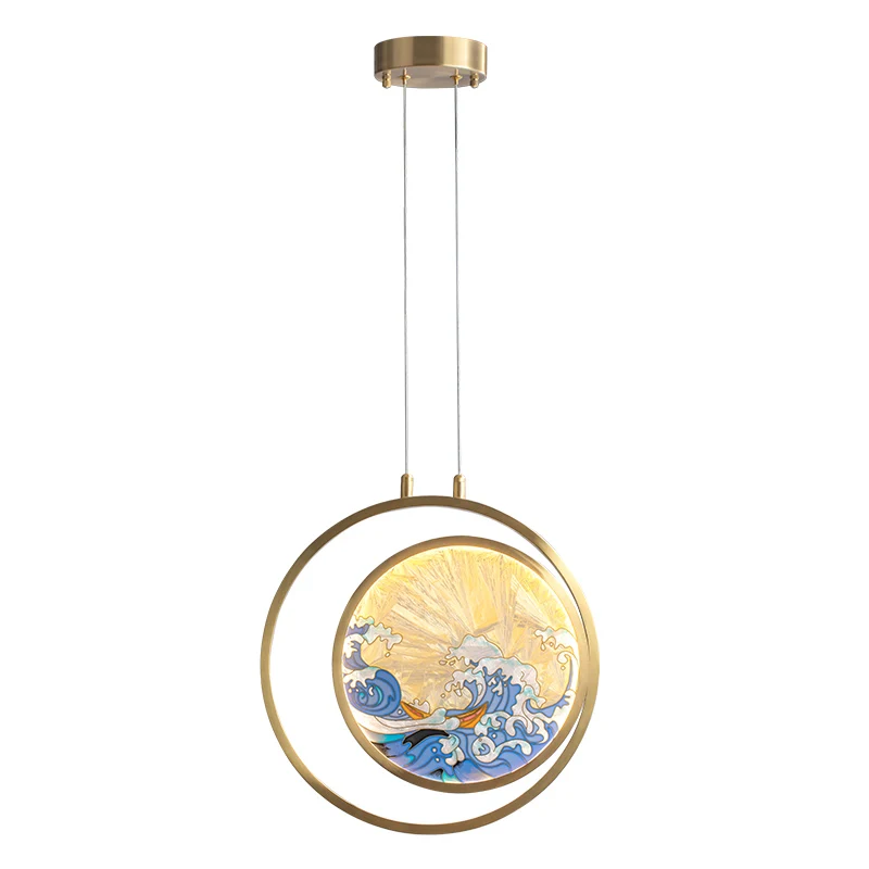 

Creative New Chinese Restaurant Chandelier Zen Retro All Copper Living Room Modern Chinese Style Lighting