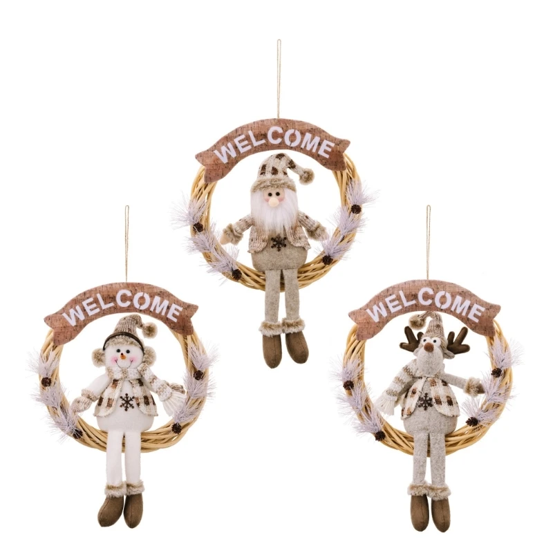 Wreath Ornament Santa/Snowman/Deer Pendant Easy to Hanging Adornment Drop Shipping