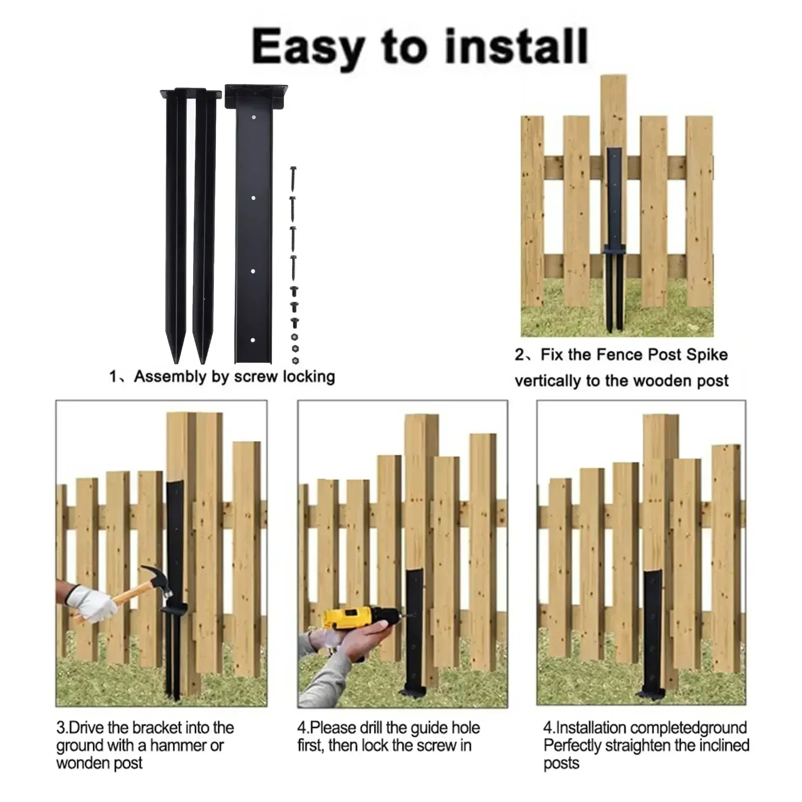 

Kit Kit, Fence Post Anchor Repair Kit 1pc Along With Reinforced Steel Piles Approx.15.6*15.7*2.4*2.2 Inches Black Practical