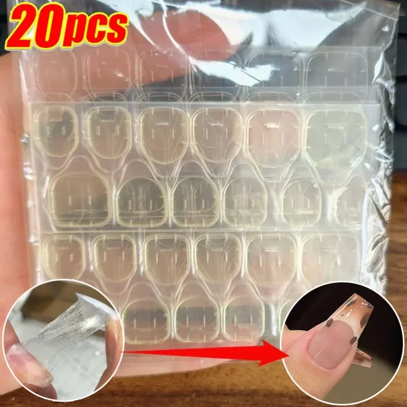 20PCS Press-On Nails Tips Jelly Glue Sticker Transparent Strong Adhesive Lasting Waterproof Nail Glue Stickers DIY Manicure Tool