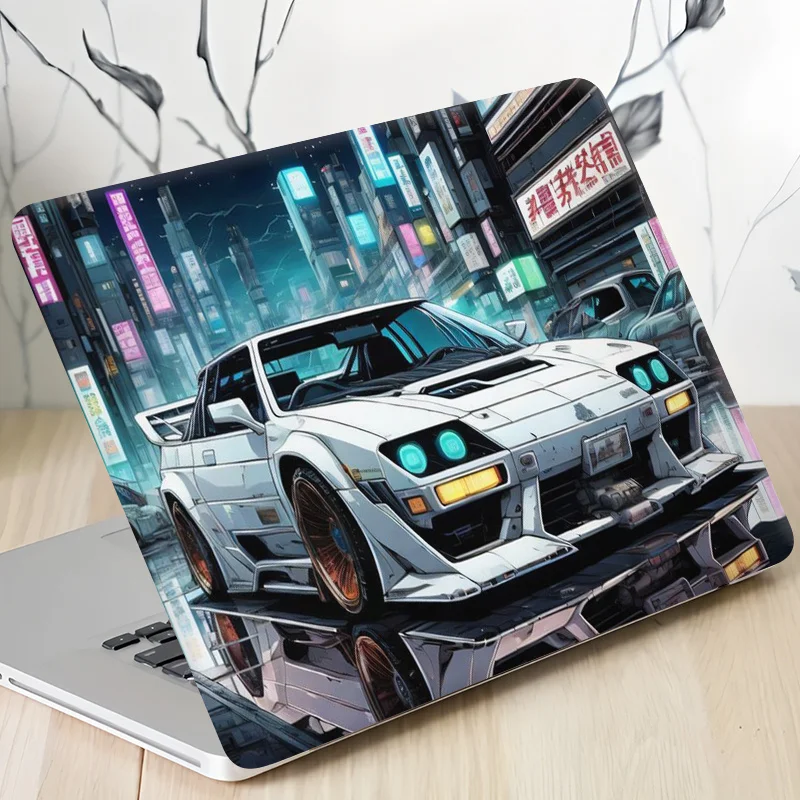 2 Pieces of Japanese Night City Neon Car Design Laptop Sticker - Self-adhesive Waterproof and Scratch-proof Removable Protective
