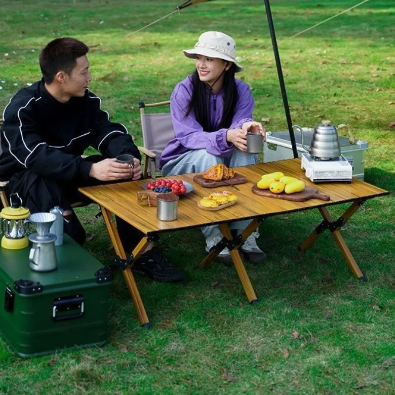 

Outdoor camping and chairs folding household egg roll portable carbon steel barbecue picnic table campi