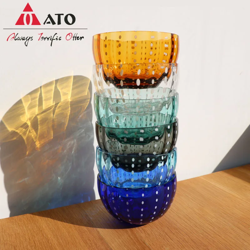 ATO white polka dot bowl hand-made colorant glass bowl Japanese pumpkin bowl shaped glass tea cup