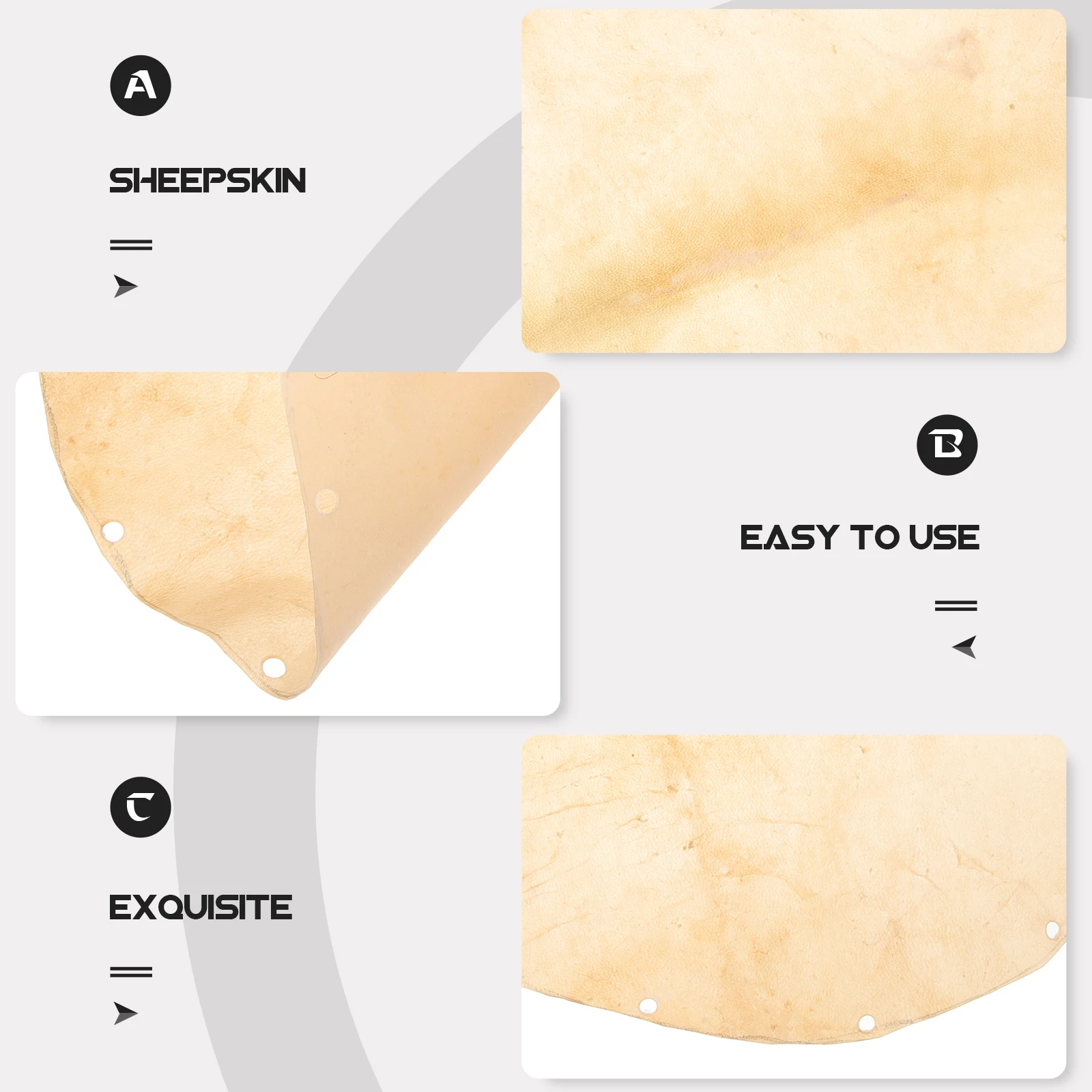 

Hand Drum Skin Easy to Transport African Tambourine Replace Comfortable Sheepskin Replacement Balanced Tone Natural Texture