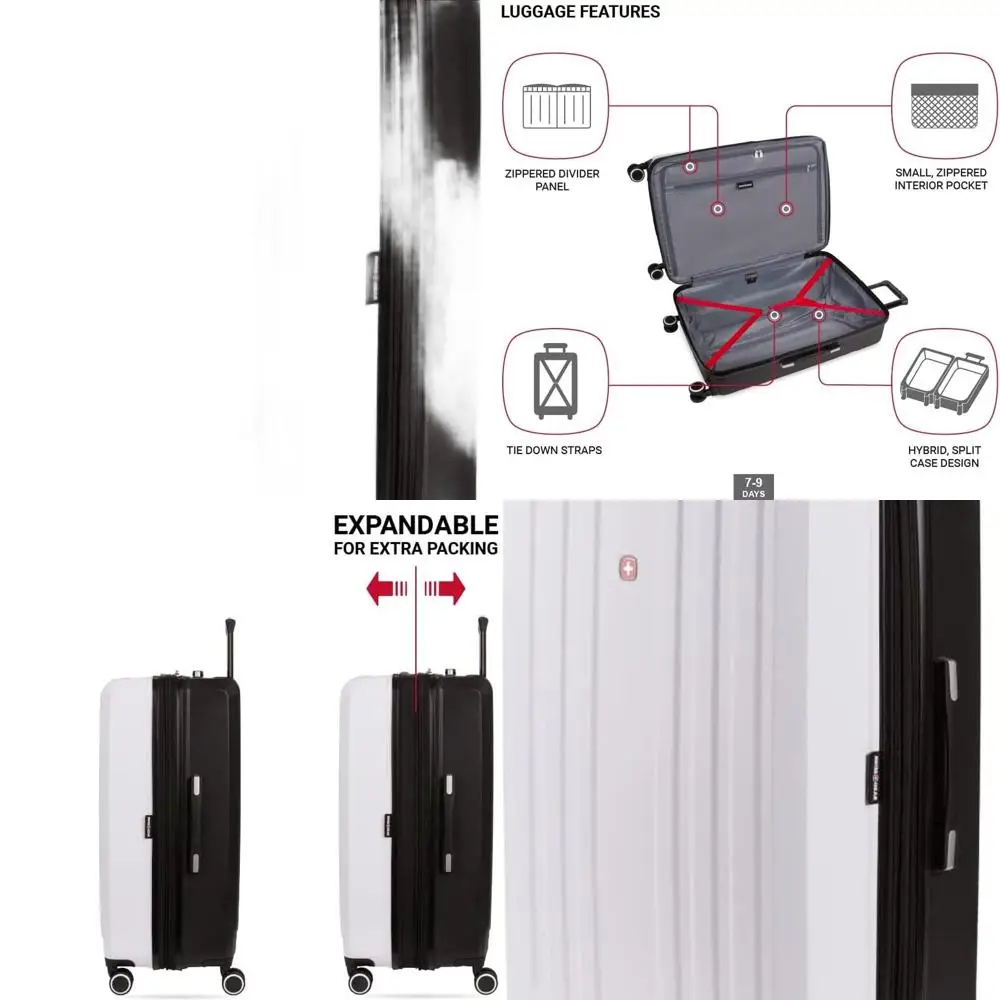 SwissGear 8028 Medium Checked Hardshell Spinner, 24 Koper Hitam/Putih