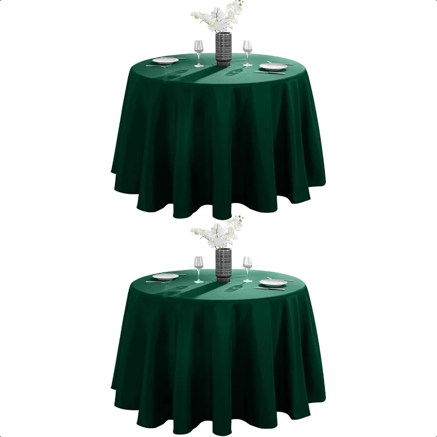 

Tablecloth 2 Pack 120inch Round Table Cloth Polyester Stain Wrinkle Resistant Polyester Dining Table Cover for Kitchen Dinning